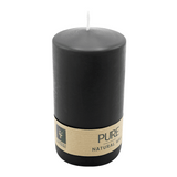 PURE Stumpenkerze Schwarz, 130/70 mm, WENZEL, Brenndauer 52h, plastikfrei, selbstverlöschend