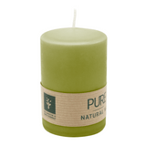 PURE Stumpenkerze Olive, 90/60 mm, WENZEL, Brenndauer 25h, plastikfrei, selbstverlöschend