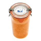 Stearin-Duftkerze im XL-Weckglas®, Orange-Vanille, KERZENFARM HAHN, mit reinen ätherischen Ölen, Brenndauer ca. 40h - luterne.shop