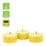 Teelichter aus Stearin, 18/38 mm, Gelb, KERZENFARM HAHN, Brenndauer ca. 4h, 10 Stück pro Verpackung - luterne.shop