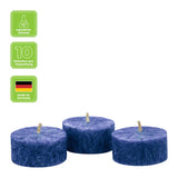 Teelichter aus Stearin, 18/38 mm, Dunkelblau, KERZENFARM HAHN, Brenndauer ca. 4h, 10 Stück pro Verpackung - luterne.shop