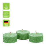 Teelichter aus Stearin, 18/38 mm, Grün, KERZENFARM HAHN, Brenndauer ca. 4h, 10 Stück pro Verpackung - luterne.shop