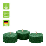 Teelichter aus Stearin, 18/38 mm, Dunkelgrün, KERZENFARM HAHN, Brenndauer ca. 4h, 10 Stück pro Verpackung - luterne.shop