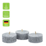 Teelichter aus Stearin, 18/38 mm, Grau, KERZENFARM HAHN, Brenndauer ca. 4h, 10 Stück pro Verpackung - luterne.shop
