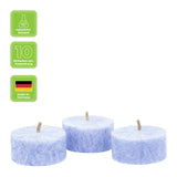 Teelichter aus Stearin, 18/38 mm, Taubenblau, KERZENFARM HAHN, Brenndauer ca. 4h, 10 Stück pro Verpackung - luterne.shop