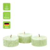 10 Stearin Teelichter in Mint, 38/18 mm, KERZENFARM HAHN, Brenndauer 4h