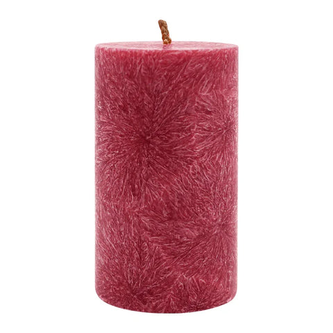 Stumpenkerze aus Stearin, Dunkelrot, 50/90 mm, 100% pflanzlicher Wachs, KERZENFARM HAHN, Brenndauer ca. 28h - luterne.shop