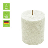 Stumpenkerze aus Stearin, Elfenbein, 64/75 mm, 100% pflanzliches Wachs, KERZENFARM HAHN, Brenndauer ca. 19,5h - luterne.shop