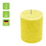 Stumpenkerze aus Stearin, Gelb, 64/75 mm, 100% pflanzlicher Wachs, KERZENFARM HAHN, Brenndauer ca. 19,5h - luterne.shop