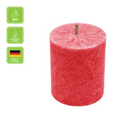 Stumpenkerze aus Stearin, Rot, 64/75 mm, 100% pflanzlicher Wachs, KERZENFARM HAHN, Brenndauer ca. 19,5h - luterne.shop