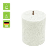 Stumpenkerze aus Stearin, Weiß, 64/75 mm, 100% pflanzlicher Wachs, KERZENFARM HAHN, Brenndauer ca. 19,5h - luterne.shop