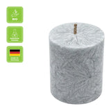 Stumpenkerze aus Stearin, Grau, 64/75 mm, 100% pflanzlicher Wachs, KERZENFARM HAHN, Brenndauer ca. 19,5h - luterne.shop