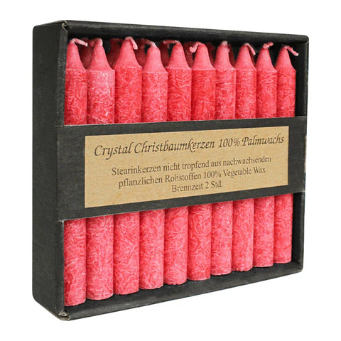 Baumkerzen aus Stearin, 100/13 mm, Rot, KERZENFARM HAHN, Brenndauer ca. 2h, 20 Stück pro Verpackung - luterne.shop