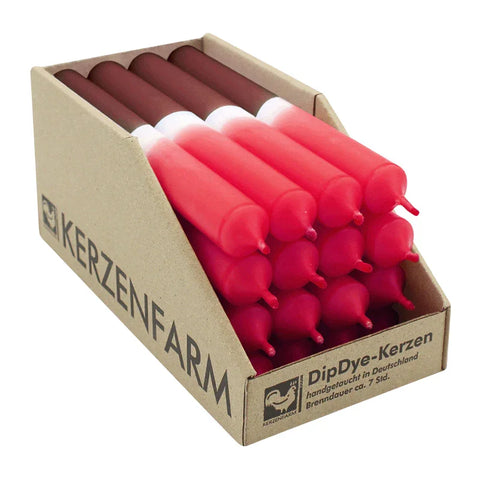 DIP DYE Stabkerzen Weihnachtsrot-Dunkelrot, 180/22 mm, KERZENFARM HAHN, 7h, 16 St.