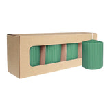 Stumpenkerze mit Rillen aus Paraffin, Smaragd, WENZEL, 90/70 mm, Brenndauer ca. 44h, selbstverlöschend, 4 Stück - luterne.shop