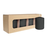 Stumpenkerze mit Rillen aus Paraffin, Schwarz, WENZEL, 90/70 mm, Brenndauer ca. 44h, selbstverlöschend, 4 Stück - luterne.shop
