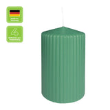 Stumpenkerze mit Rillen aus Paraffin, Smaragd, WENZEL, 130/70 mm, Brenndauer ca. 61h, selbstverlöschend, 4 Stück - luterne.shop