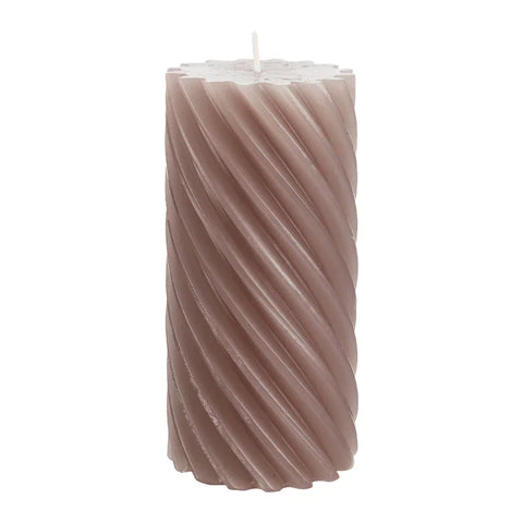 Stumpenkerze aus Paraffin, gedreht, Stein, 140/70 mm, WENZEL, Brenndauer ca. 69h, Spiralkerze - luterne.shop