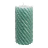 Stumpenkerze aus Paraffin, gedreht, Smaragd, 140/70 mm, WENZEL, Brenndauer ca. 69h, Spiralkerze - luterne.shop