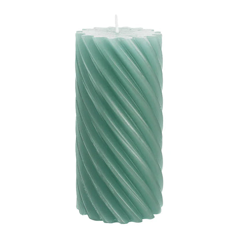 Stumpenkerze aus Paraffin, gedreht, Smaragd, 140/70 mm, WENZEL, Brenndauer ca. 69h, Spiralkerze - luterne.shop