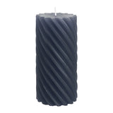 Stumpenkerze aus Paraffin, gedreht, Anthrazit, 140/70 mm, WENZEL, Brenndauer ca. 69h, Spiralkerze - luterne.shop