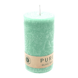 PURE OLIVE Stumpenkerze Smaragd, 130/70 mm, WENZEL, Brenndauer 52h, plastikfrei, vegan