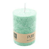 PURE OLIVE Stumpenkerze Smaragd, 90/70 mm, WENZEL, Brenndauer 38h, plastikfrei, vegan