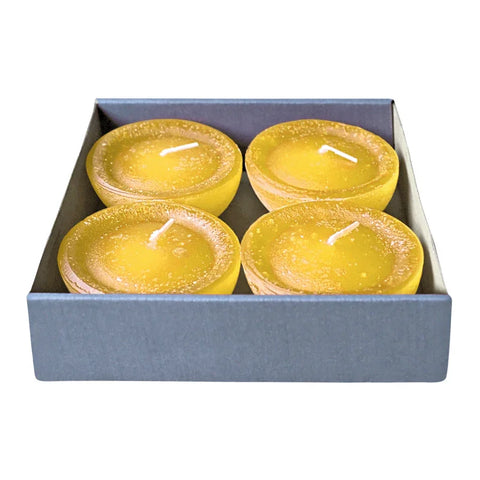 Schwimmkerzen, Mimose, Rustic, WENZEL, 80/35 mm, Brenndauer ca. 7h, 4 Stück - luterne.shop