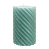 Stumpenkerze aus Paraffin, gedreht, Smaragd, 110/70 mm, WENZEL, Brenndauer ca. 51h, Spiralkerze - luterne.shop