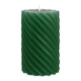 Stumpenkerze aus Paraffin, gedreht, Jägergrün, 110/70 mm, WENZEL, Brenndauer ca. 51h, Spiralkerze - luterne.shop