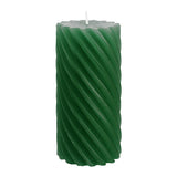 Stumpenkerze aus Paraffin, gedreht, Jägergrün, 140/70 mm, WENZEL, Brenndauer ca. 69h, Spiralkerze - luterne.shop