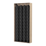 RUSTIC TWIST Stabkerzen Schwarz, 250/28 mm, mit Zapfenfuß, WENZEL, Brenndauer 16h, 4 St.