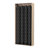 RUSTIC TWIST Stabkerzen Schwarz, 250/28 mm, mit Zapfenfuß, WENZEL, Brenndauer 16h, 4 St.