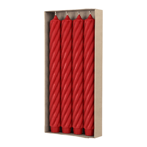RUSTIC TWIST Stabkerzen Rubin, 250/28 mm, mit Zapfenfuß, WENZEL, Brenndauer 16h, 4 St.