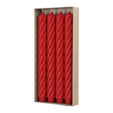 RUSTIC TWIST Stabkerzen Rubin, 250/28 mm, mit Zapfenfuß, WENZEL, Brenndauer 16h, 4 St.