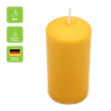 100% ÖKO-Stumpenkerze aus regionaler Bio-Masse, mit Bienenwachsüberzug, Gelb, BIOKEMA, 120/60 mm, Brenndauer ca. 70h - luterne.shop
