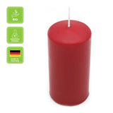 100% ÖKO-Stumpenkerze aus regionaler Bio-Masse, mit Bienenwachsüberzug, Bordeaux, BIOKEMA, 120/60 mm, Brenndauer ca. 70h - luterne.shop