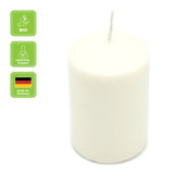 100% ÖKO-Stumpenkerze aus regionaler Bio-Masse, mit Bienenwachsüberzug, Weiß, BIOKEMA, 90/60 mm, Brenndauer ca. 50h - luterne.shop