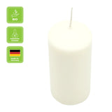 100% ÖKO-Stumpenkerze aus regionaler Bio-Masse, mit Bienenwachsüberzug, Weiß, BIOKEMA, 120/60 mm, Brenndauer ca. 70h - luterne.shop