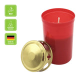 100% ÖKO-Grabkerzen aus regionaler Bio-Masse, Rot, mit Golddeckel, BIOKEMA, Brenndauer ca. 3 Tage, 120/63 mm, Karton 20 Stück - luterne.shop