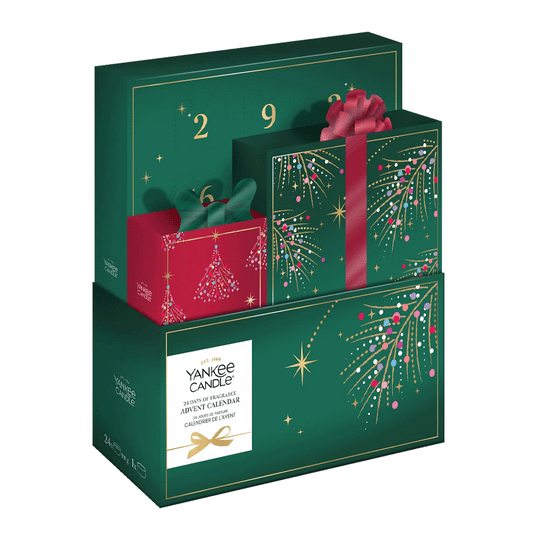 Adventskalender 2026 - 24 Days of Fragrance, YANKEE CANDLE, 24 Duft-Teelichter & 1 Teelichthalter