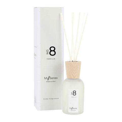 Diffuser Premium 240 ml N°8 Vanilla, My Senso, 100% natürlich, Raumduft, inkl. 8 Faserstäbchen, Duftstäbchen - luterne.shop
