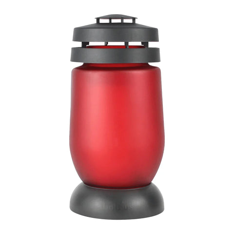 Grablaterne „Satin“ Rot mit Nachfüller, BOLSIUS-Kerzen, 110/224 mm, Grabschmuck, Grabdekoration - luterne.shop