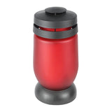Grablaterne „Satin“ Rot mit Nachfüller, BOLSIUS-Kerzen, 110/224 mm, Grabschmuck, Grabdekoration - luterne.shop