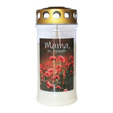 Grabkerzen mit Motiv „Mama“ – 3er-Set, wetterfest, mit Thermo-Doppeldeckel