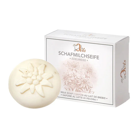 Ovis Schafmilchseife Edelweiß, 100% Bio, für die tägliche Dusche, rund, 110 g - luterne.shop