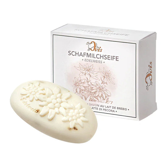 Ovis Schafmilchseife Edelweiß, 100% Bio, für die tägliche Dusche, oval, 110 g, verpackt