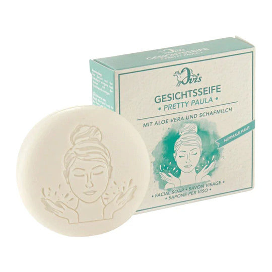 Gesichtsseife mit Aloe Vera & Bio-Schafmilch, Ovis Schafmilchseife, 100% natürlich, für jeden Hauttyp, 50 g