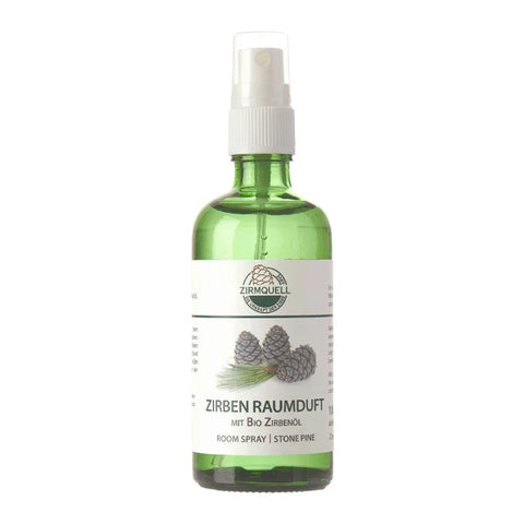 Zirben-Raumduft Zirmquell, mit Bio-Zirbenöl, Ovis Schafmilchseife, 100% natürlich, mit naturreinen ätherischen Ölen, 100 ml, Raumspray - luterne.shop