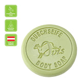 Duschseife Zeder-Zitrone, Ovis Schafmilchseife, 100% Bio, für ein wohltuend frisches Duschvergnügen, 100 g, verpackt - luterne.shop